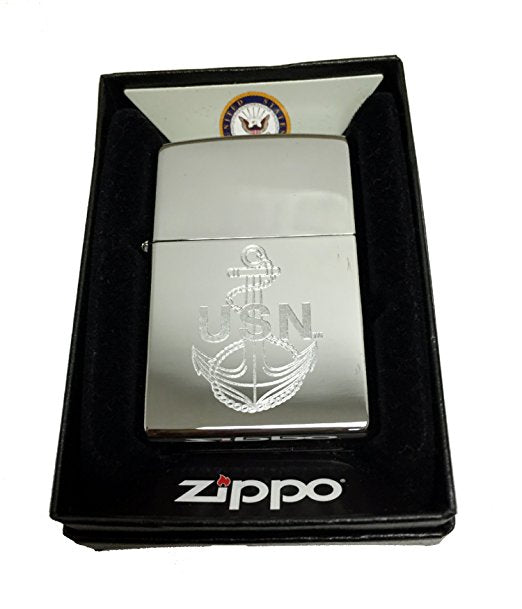 Zippo Chrome Etched Logo Lighter